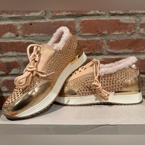 Kenneth Cole : Blush Pink/ Rose Gold ✨Blingy tennis shoes with fur lining